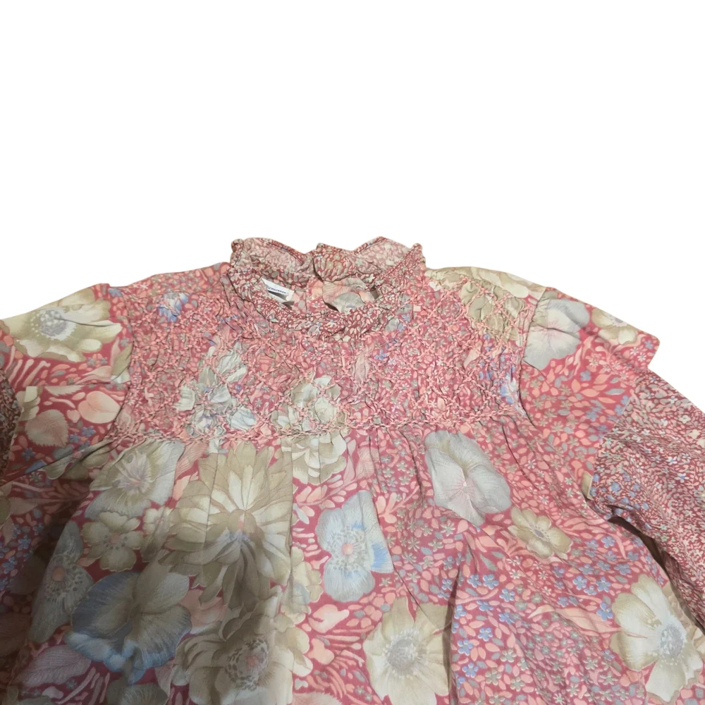 Polly Finders Vintage Smocked Floral Long Sleeve Dress Size 5